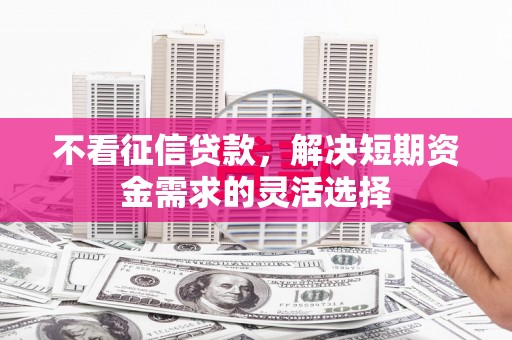 黄骅不看征信贷款，解决短期资金需求的灵活选择