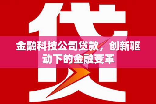 黄骅金融科技公司贷款，创新驱动下的金融变革