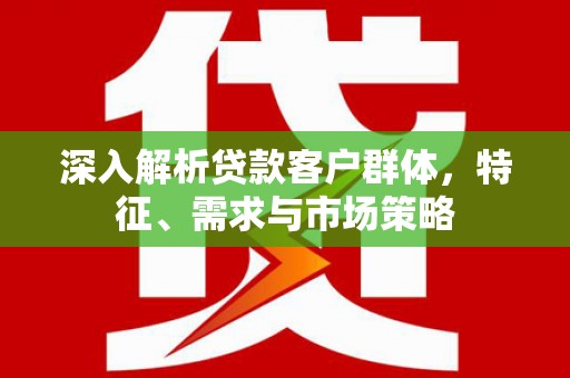 黄骅深入解析贷款客户群体，特征、需求与市场策略