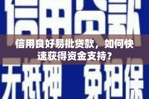 黄骅信用良好易批贷款，如何快速获得资金支持？