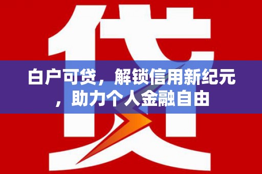 黄骅白户可贷，解锁信用新纪元，助力个人金融自由