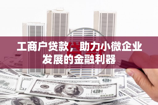 黄骅工商户贷款，助力小微企业发展的金融利器