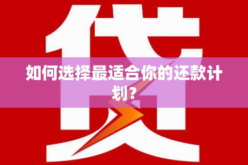 黄骅如何选择最适合你的还款计划？