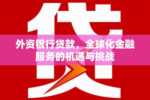 黄骅外资银行贷款，全球化金融服务的机遇与挑战