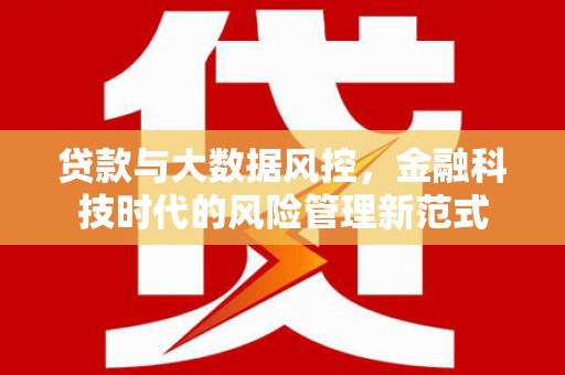 黄骅贷款与大数据风控，金融科技时代的风险管理新范式