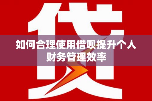 黄骅如何合理使用借呗提升个人财务管理效率