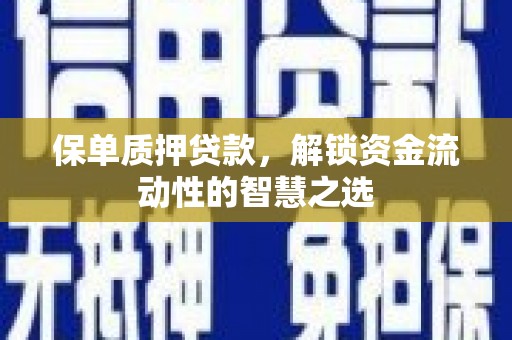 黄骅保单质押贷款，解锁资金流动性的智慧之选