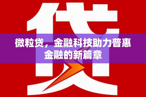 黄骅微粒贷，金融科技助力普惠金融的新篇章