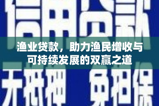 黄骅渔业贷款，助力渔民增收与可持续发展的双赢之道