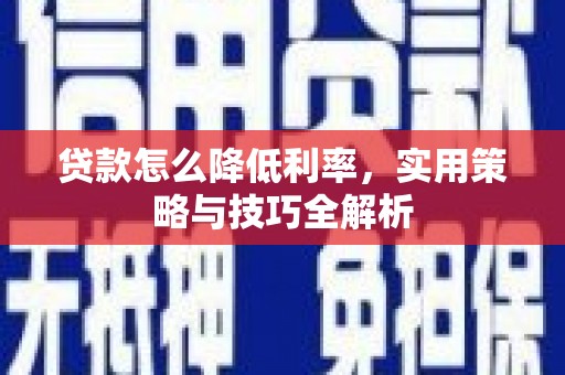 黄骅贷款怎么降低利率，实用策略与技巧全解析