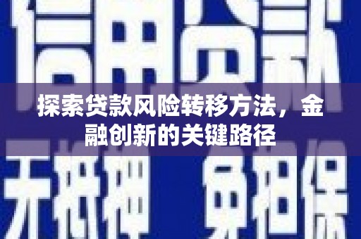 黄骅探索贷款风险转移方法，金融创新的关键路径