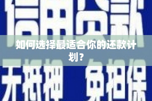 黄骅如何选择最适合你的还款计划？